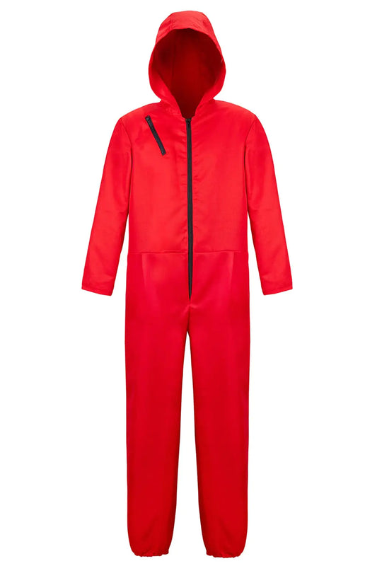 Men's Red Hooded Cosplay Jumpsuit - XS
