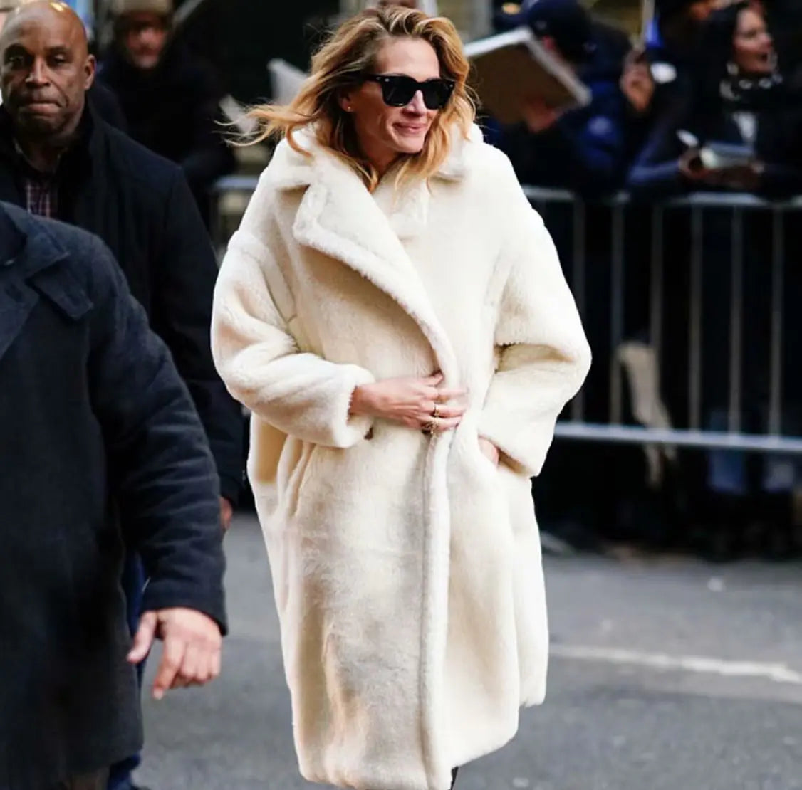 Chic Shearling Mid-Length Coat