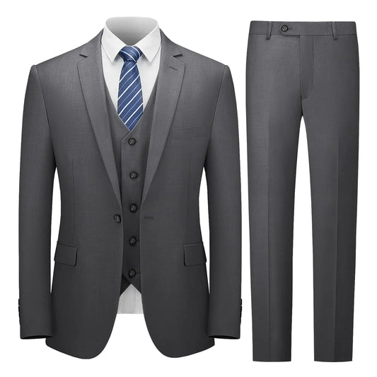 Carter & Reeves Men's 3-Piece Slim Suit Set - Grey 3XL