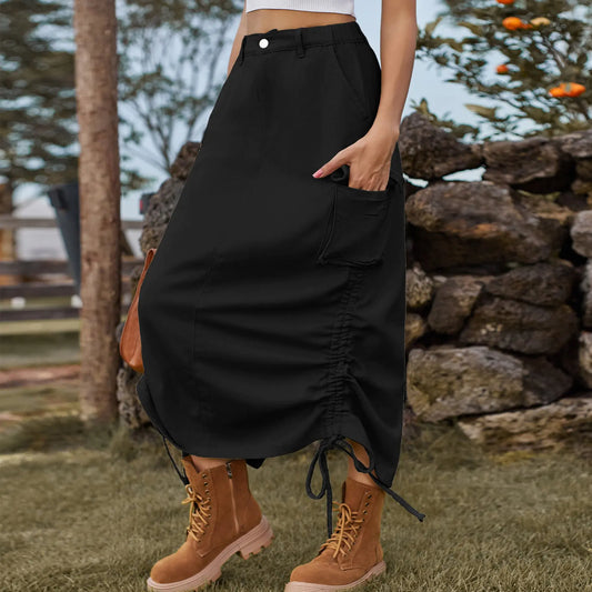 American Denim Casual Midi Skirt