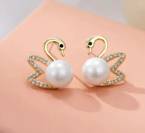 Sterling Swan Pearl Earrings