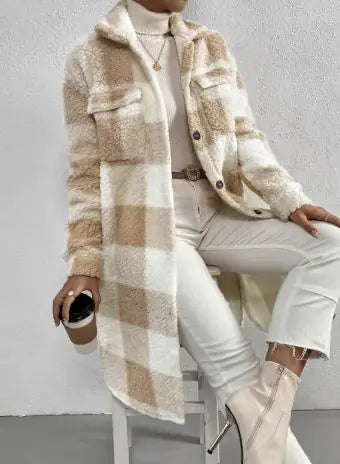 Ladies' Plaid Fleece Longline Top