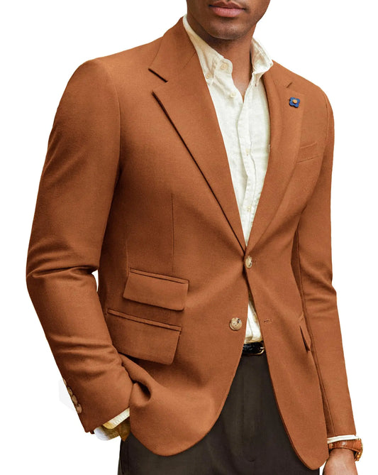 PJ PAUL JONES Men's Linen-Cotton Sport Coat in Caramel Orange