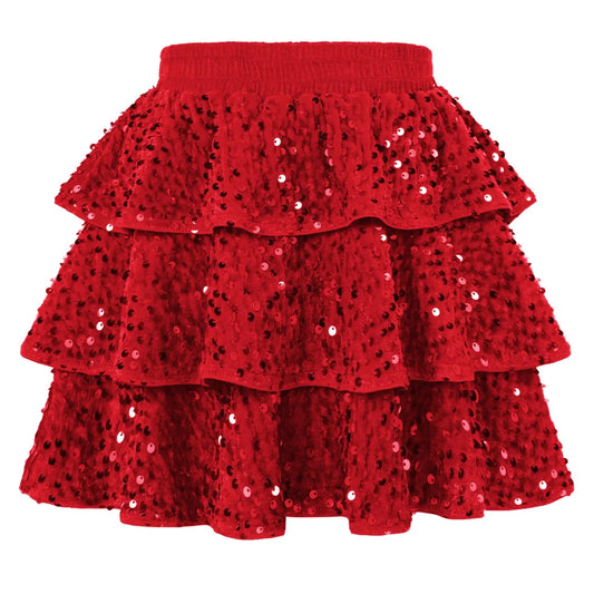 Sparkle Red Sequin Skirt for Girls 8Y