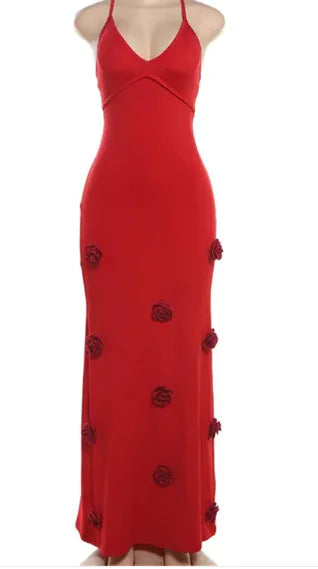 Floral Knit Lace-Up Dress