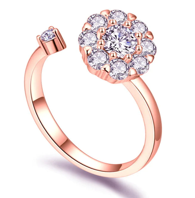 S925 Swivel Silver Ring with Zirconia