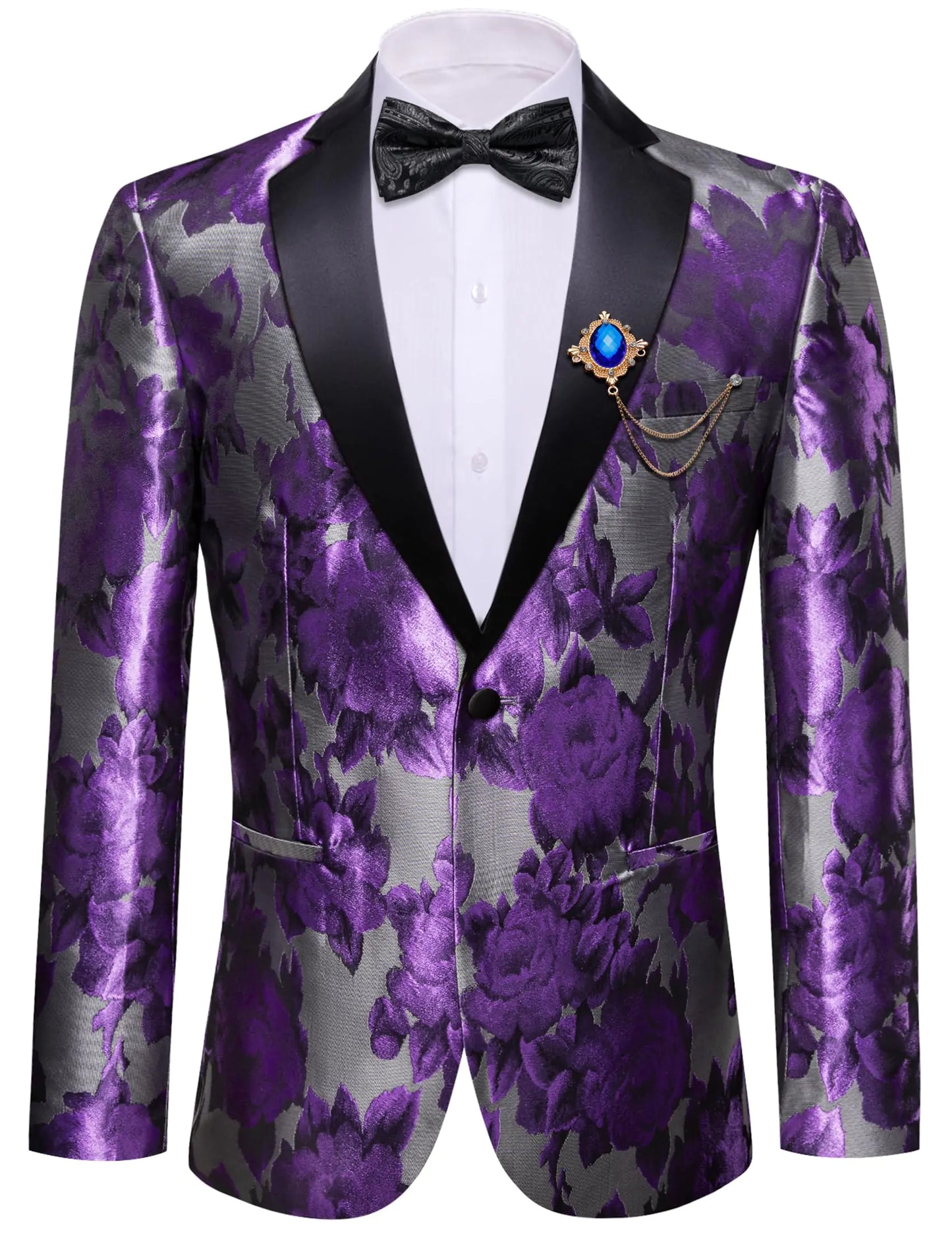 Barry.Wang Elegant Floral Jacquard Blazer