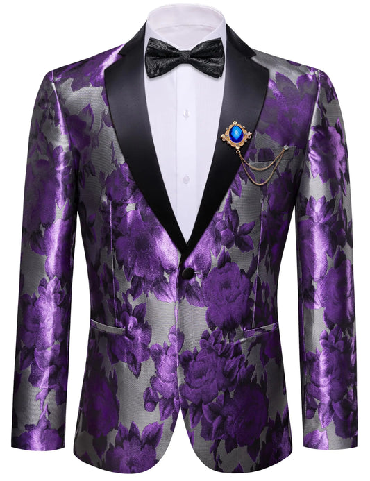 Barry.Wang Elegant Floral Jacquard Blazer