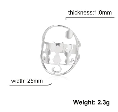 Tri-Cat Hollow Steel Ring