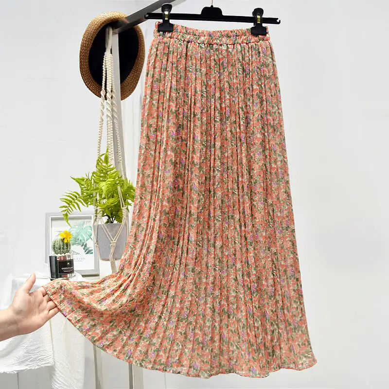 Elegant Floral Silk Skirt