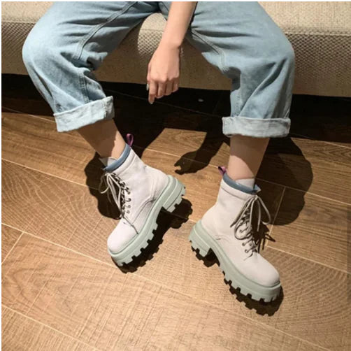 Chic Martin Mid-Heel Lace-Up Boots