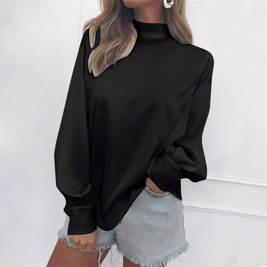 Chic High Neck Lantern Sleeve Blouse