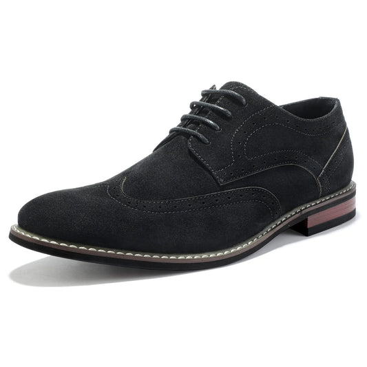 Mofri Men's Wingtip Oxford Dress Shoes - Black Suede