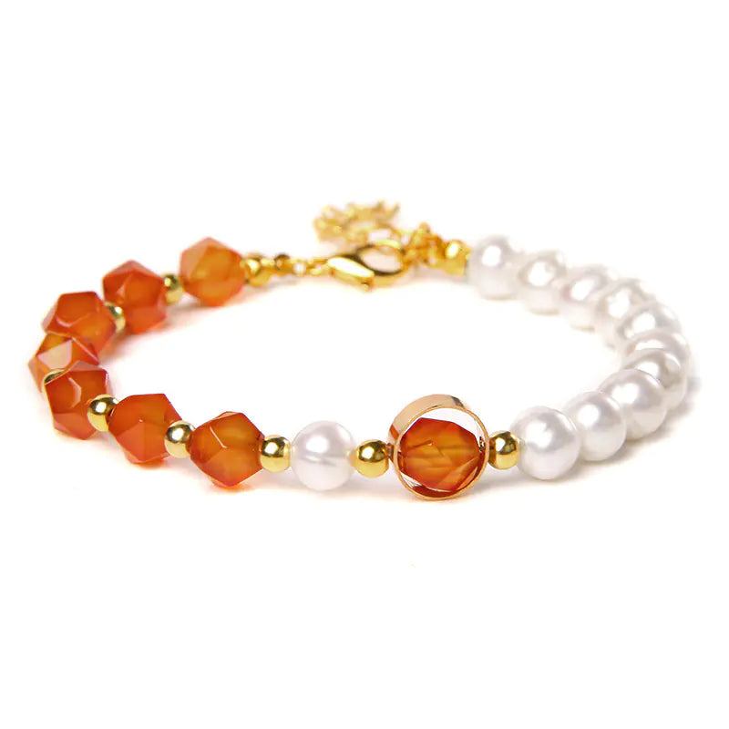 Elegant Agate Pearl Artisan Bracelet