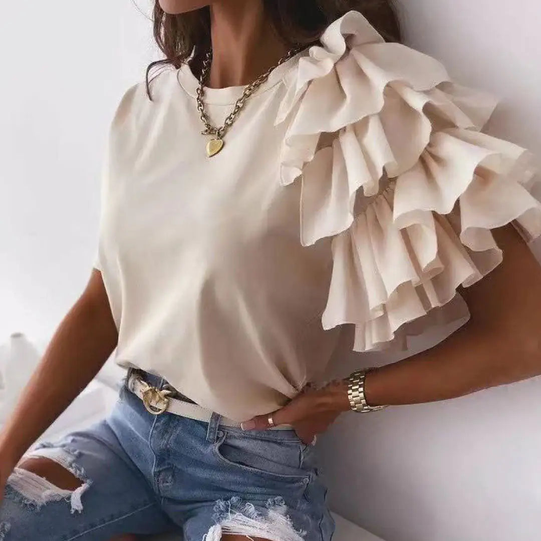 Chic Carnation Layered Sleeve Top