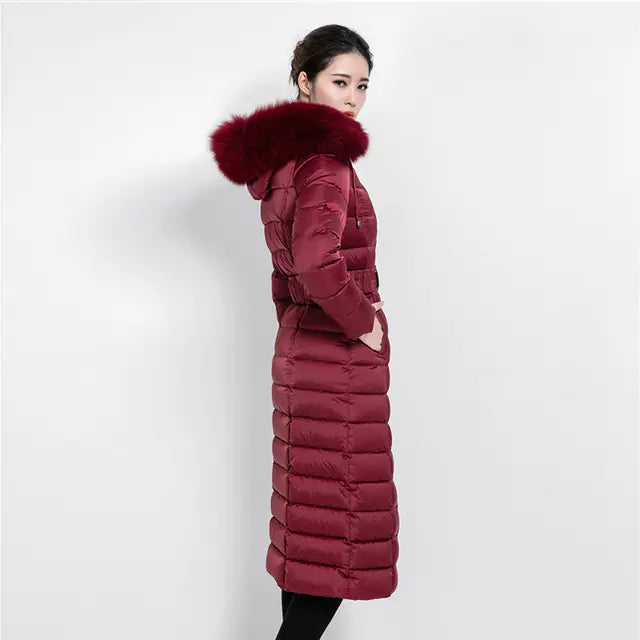 Elegant Women's Down Parka with Fur Collar