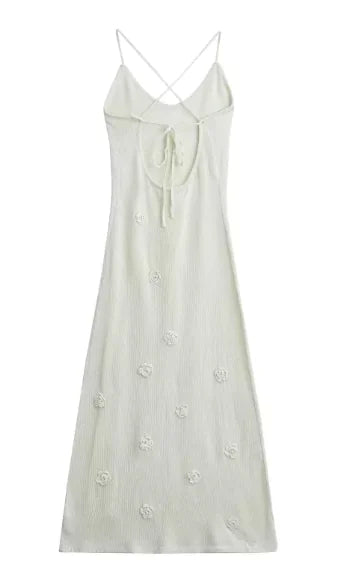 Floral Knit Lace-Up Dress