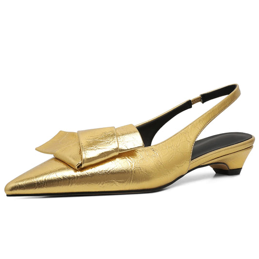 Yremael Gold Kitten Heel Pumps