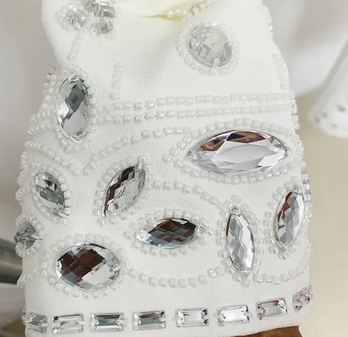 Chic Rhinestone Embellished Skirt Set