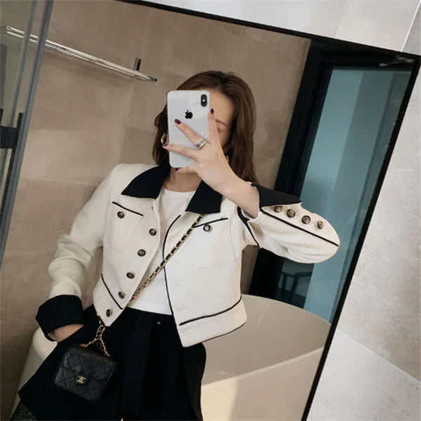 Chic Beige Color-Block Blouse