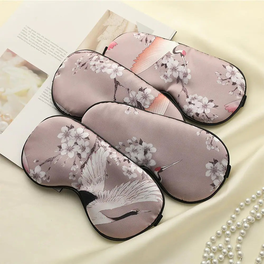 Luxury Silk Eye Mask - Crane Design
