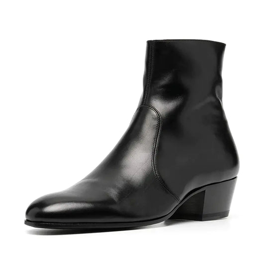 Men's Sleek Cowhide Leather Martin Boots