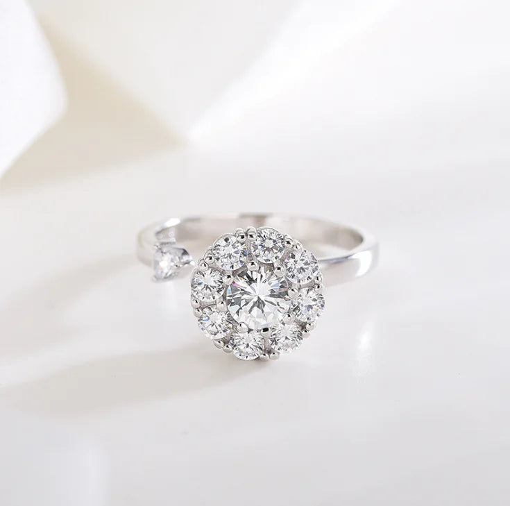 S925 Swivel Silver Ring with Zirconia