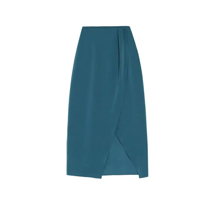 Chic Satin Asymmetrical Slit Skirt