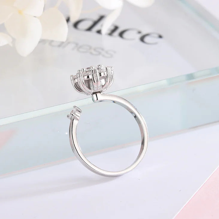S925 Swivel Silver Ring with Zirconia