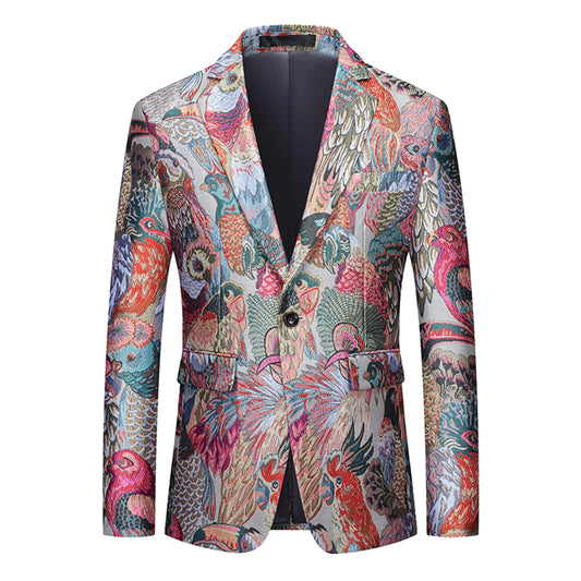 Elegant Mens Paisley Blazer - Slim Fit 1 Button Suit Jacket