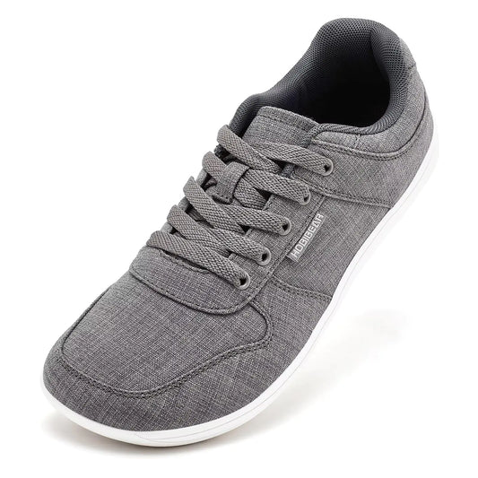HOBIBEAR Minimalist Canvas Sneakers - Wide Toe, Zero Drop (Gray, M8.5/W10.5)
