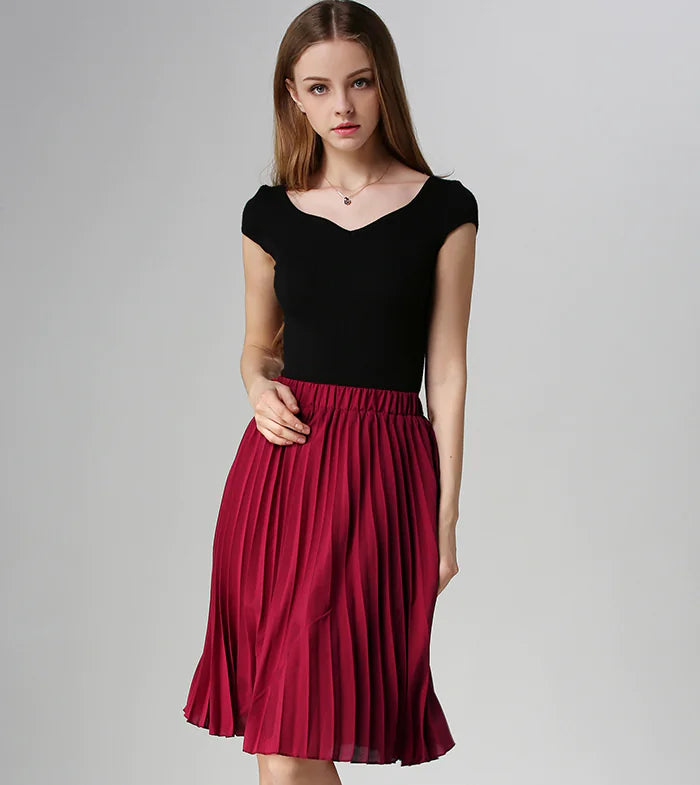 Vintage Grace Midi Pleated Skirt