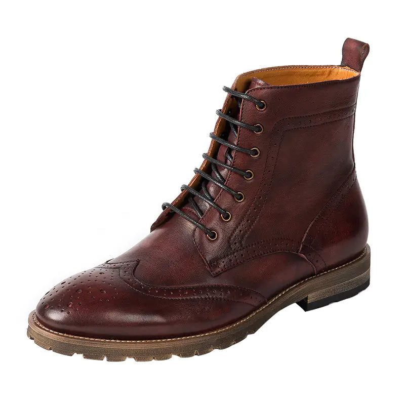 Premium Cowhide Men's High-top Boots