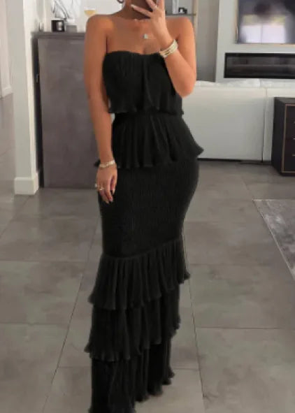 Elegant Pleated Ruffle Skirt