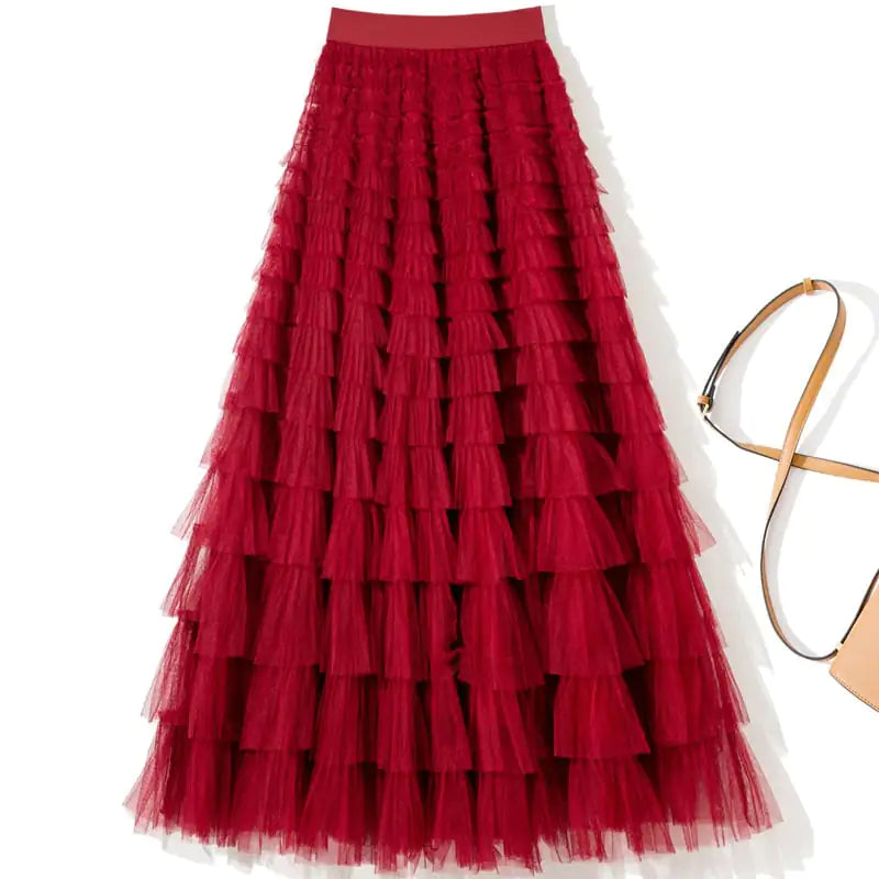 Pleated Gauze Maxi Skirt