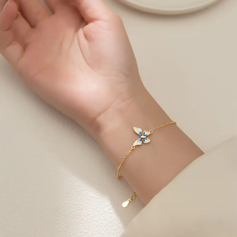 Elegant Gold Diamond Butterfly Bracelet