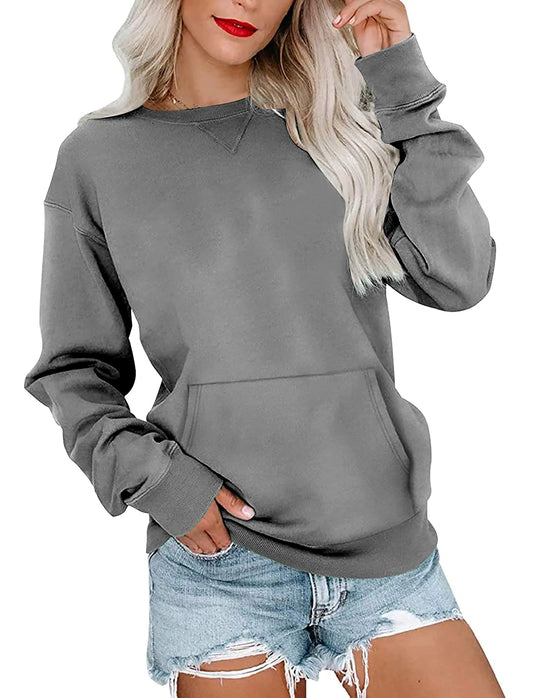 Ovanviso Women's Long Sleeve Casual Sweatshirt with Pocket