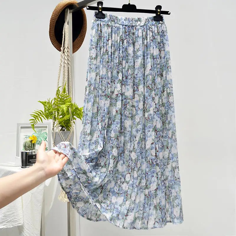 Elegant Floral Silk Skirt