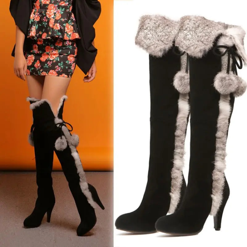 Chic Fleece-Lined Leather Boots