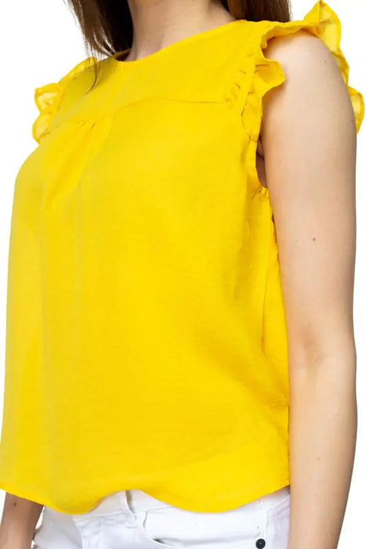 Yellow Ruffle Sleeve Blouse