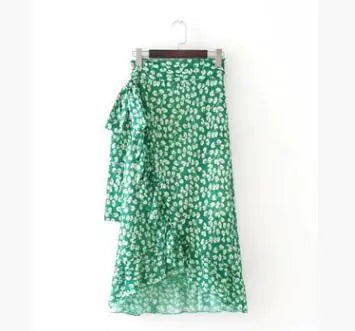 Floral Wave Dot Ruffle Skirt