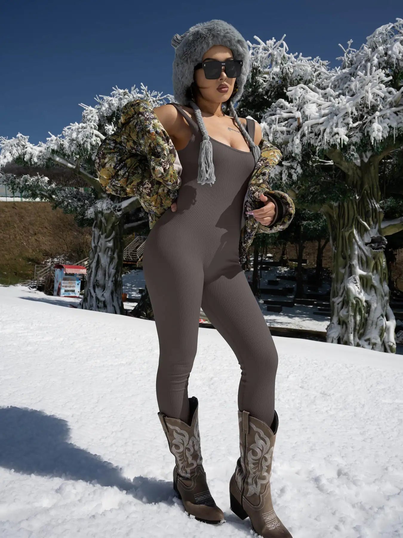 Ladies' Buttoned Suspender Tank Bodysuit