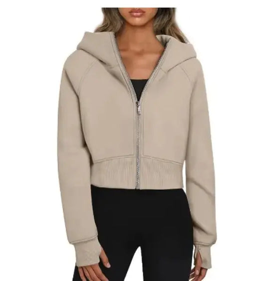 Ladies' Velvet Hooded Zip Sweatshirt