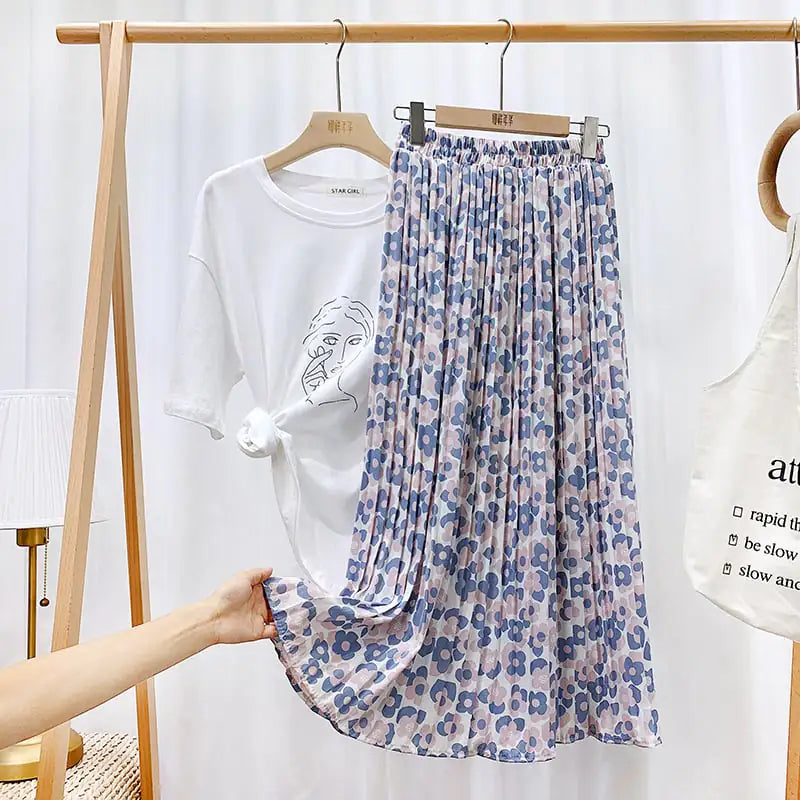 Elegant Floral Silk Skirt