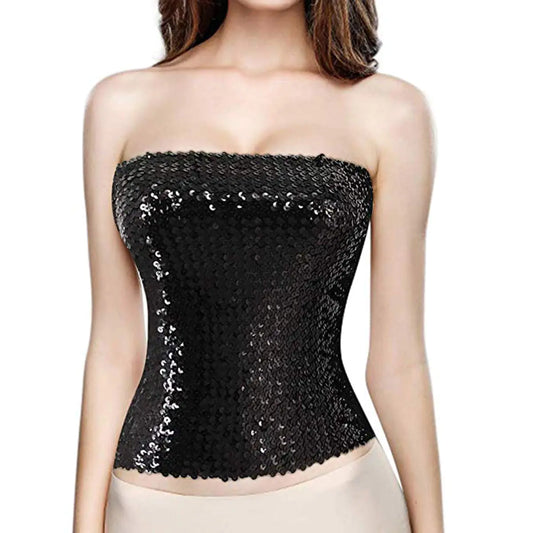 GlitzNite Women's Sequined Tube Top