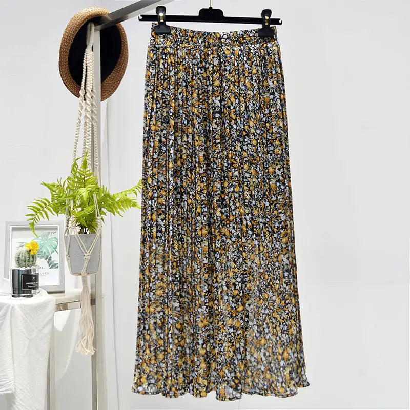 Elegant Floral Silk Skirt