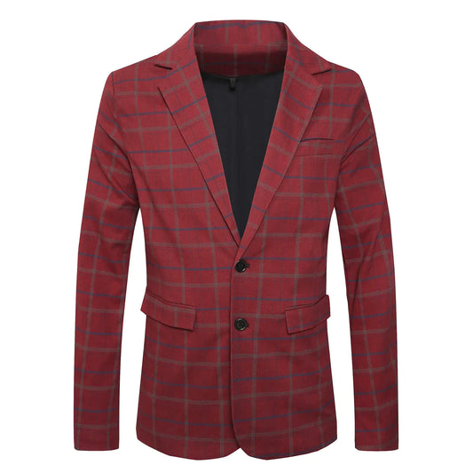 Keevoom Men's Plaid Slim Fit Blazer - Lightweight Two Button Sport Coat