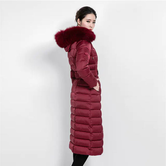 Elegant Women's Down Parka with Fur Collar