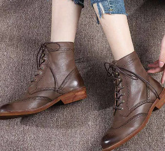 Premium Cowhide Men's High-top Boots