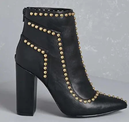 Bronze Denim Pointed Booties